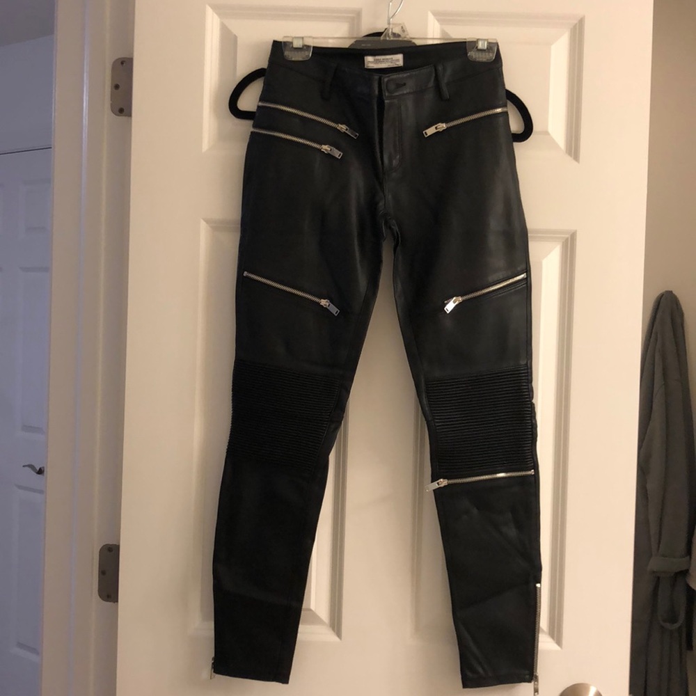 Zara faux leather moto pant